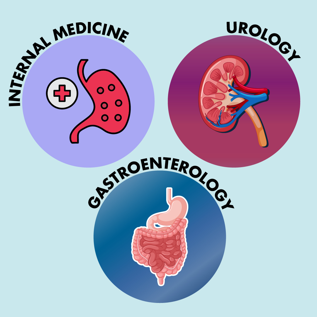 أطباء الفريق - الطب الباطني + المسالك البولية + أمراض الجهاز الهضمي
